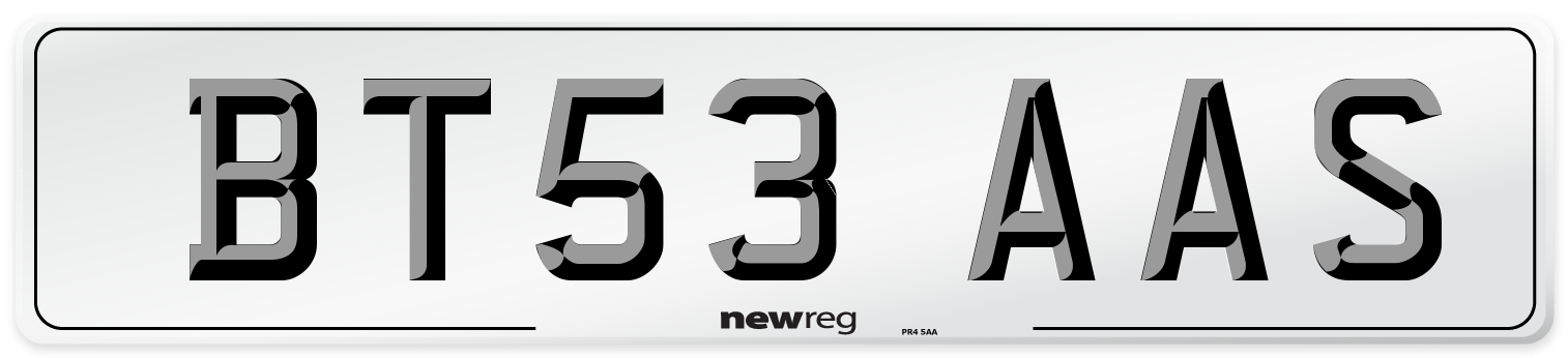 BT53 AAS Number Plate from New Reg